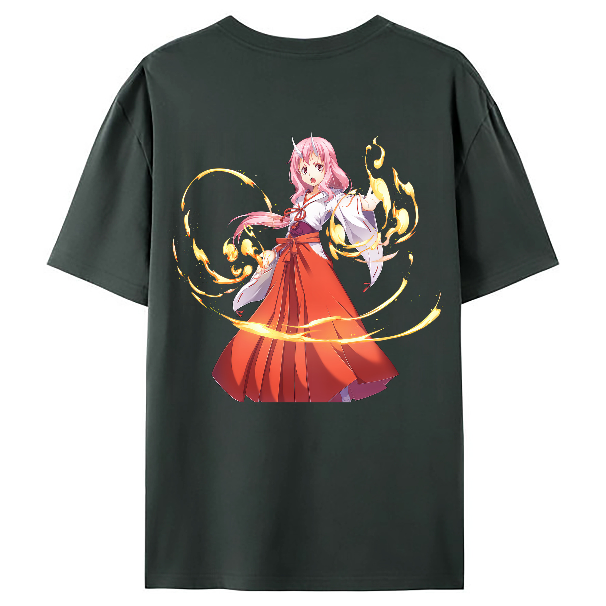 （画像用） 転スラ Regarding Reincarnated to Slime 綿100％ メンズ半袖Tシャツ（バックプリント） 通気性